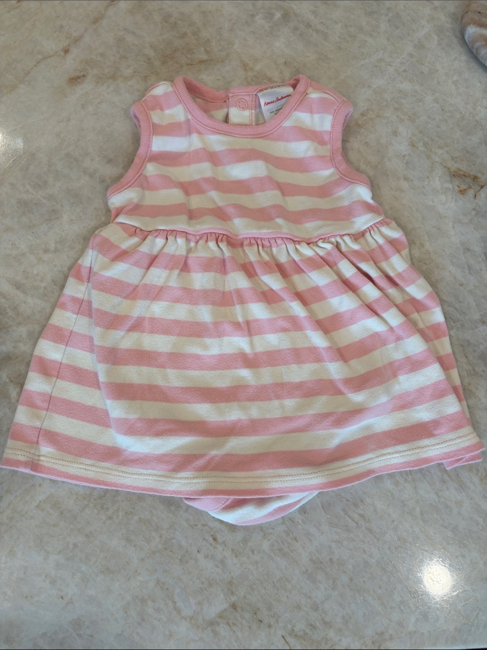 Hanna Andersson Pink and White Striped Sleeveless Dress 6-12 month